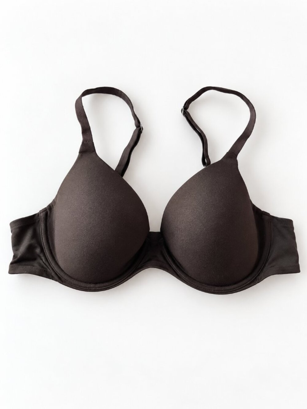Aerie Dark Brown Underwire T-Shirt Bra Smooth Molded Cups Adjustable Straps 34C